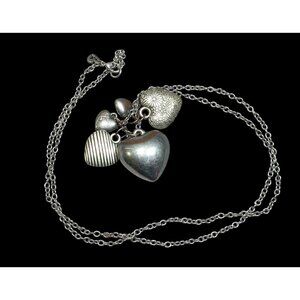 American Eagle Outfitters Y2K Preppy Puffed Heart Cluster Charm Necklace